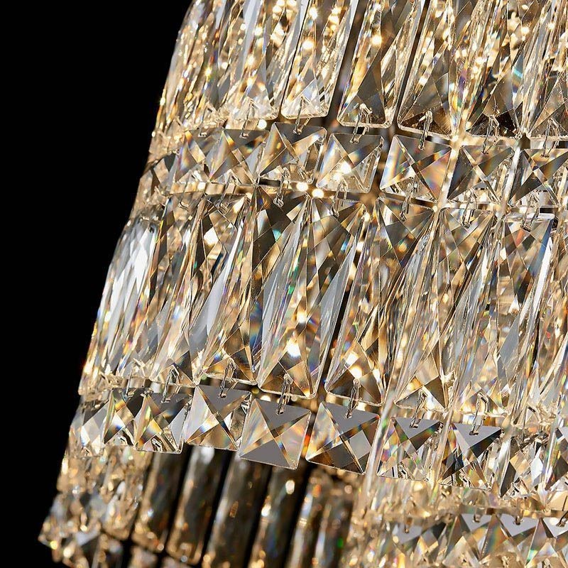 Longue suspension en cristal, plafonnier décoratif de luxe