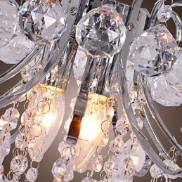 Lustre moderne contemporain en cristal de style mini en métal galvanisé à montage encastré