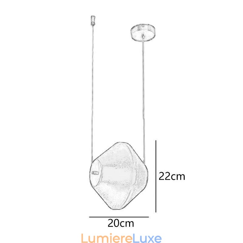 Suspension moderne simple en verre, petit plafonnier