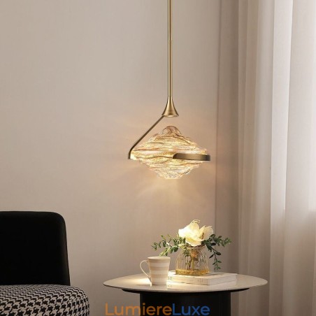 Suspension moderne minimaliste en fer forgé et verre de lave Suspension moderne minimaliste en fer forgé et verre de lave