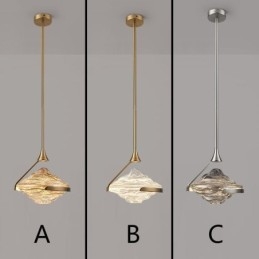 Suspension moderne minimaliste en fer forgé et verre de lave