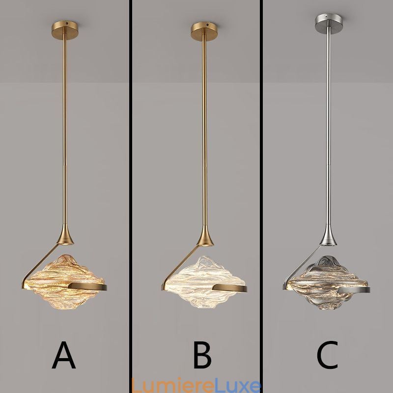 Suspension moderne minimaliste en fer forgé et verre de lave