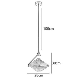 Suspension moderne minimaliste en fer forgé et verre de lave
