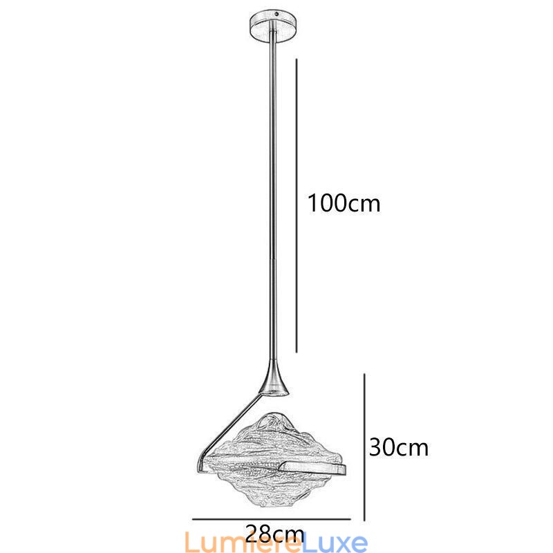 Suspension moderne minimaliste en fer forgé et verre de lave