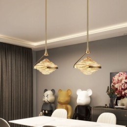 Suspension moderne minimaliste en fer forgé et verre de lave