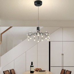 Suspension nordique créative blanche naturelle, 14 lumières
