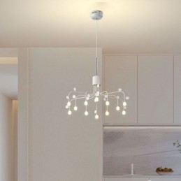Suspension nordique créative blanche naturelle, 14 lumières