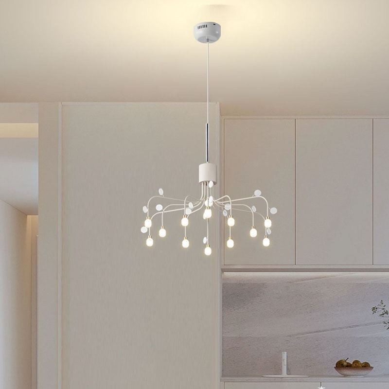 Suspension nordique créative blanche naturelle, 14 lumières
