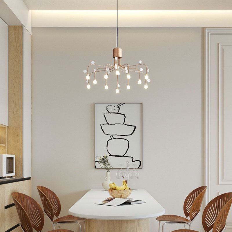 Suspension nordique créative blanche naturelle, 14 lumières