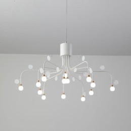 Suspension nordique créative blanche naturelle, 14 lumières