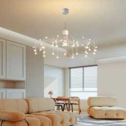 Suspension nordique créative blanche naturelle, 30 lumières