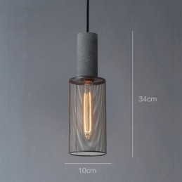 Suspension noire en ciment avec grille lumineuse style country rétro