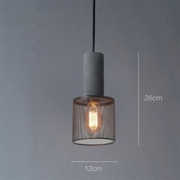 Suspension noire en ciment avec grille lumineuse style country rétro