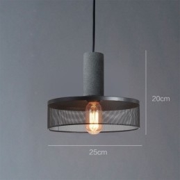 Suspension noire en ciment avec grille lumineuse style country rétro