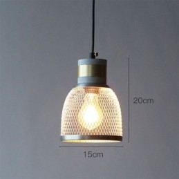 Suspension noire en ciment avec grille lumineuse style country rétro