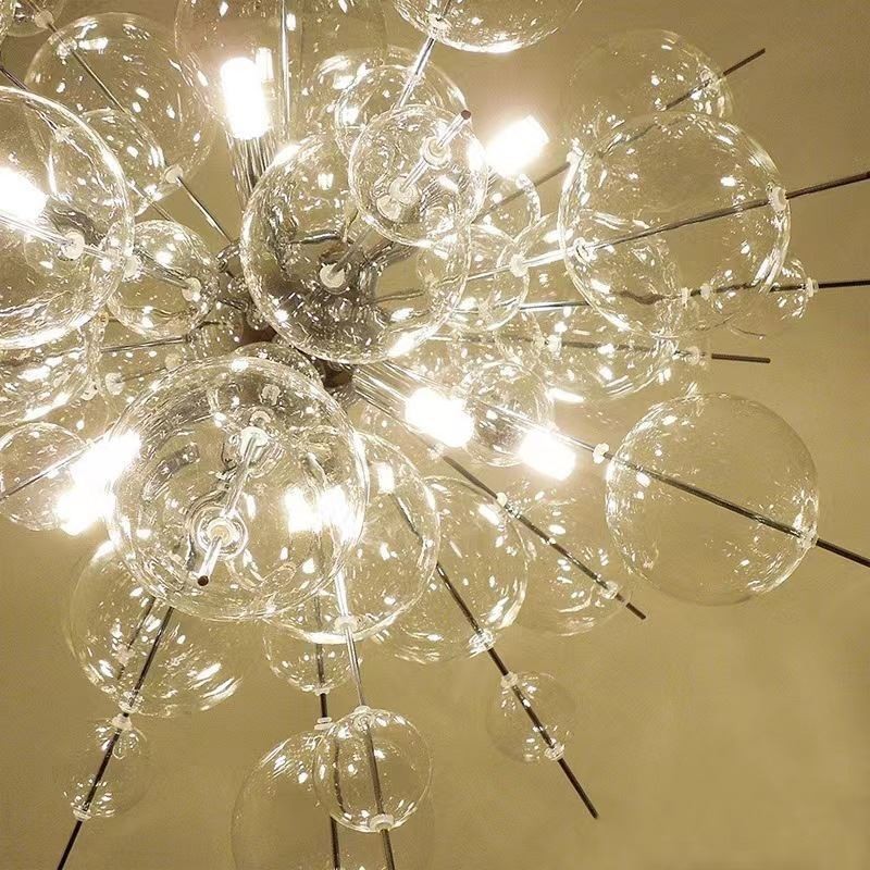 Suspension moderne et minimaliste en verre à bulles