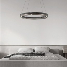 Suspension circulaire en verre 60 - 80 cm, intensité variable en continu, avec télécommande