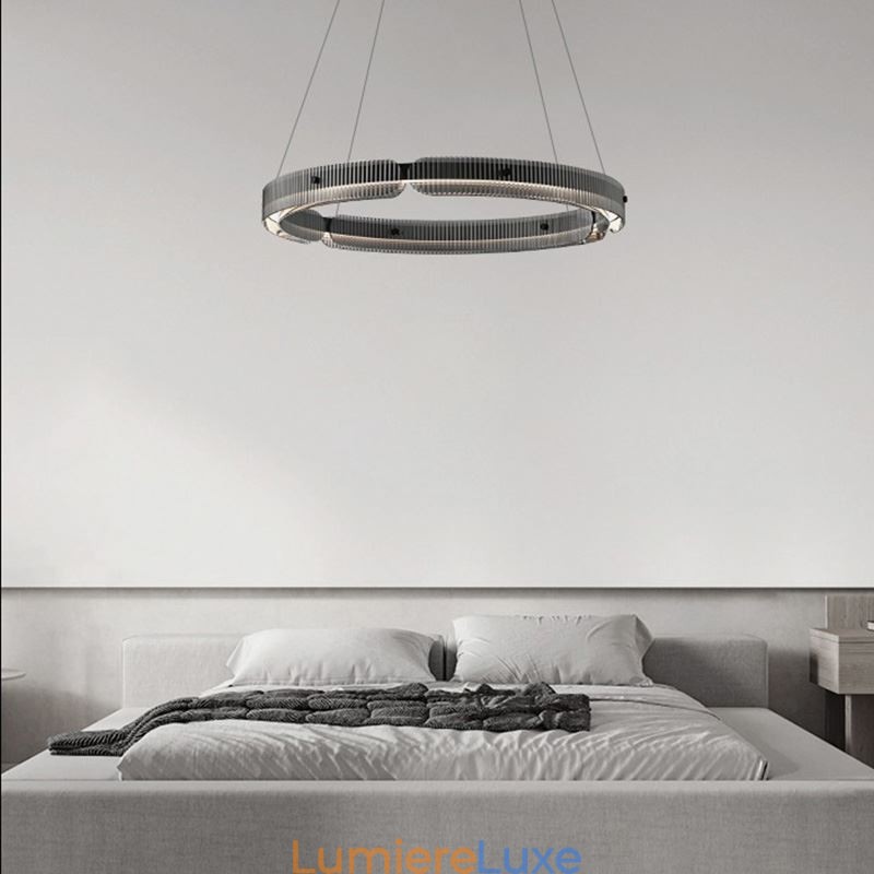 Suspension circulaire en verre 60 - 80 cm, intensité variable en continu, avec télécommande