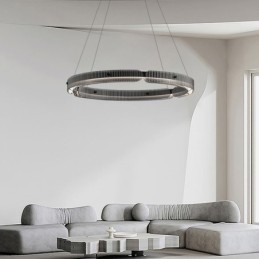 Suspension circulaire en verre 60 - 80 cm, intensité variable en continu, avec télécommande