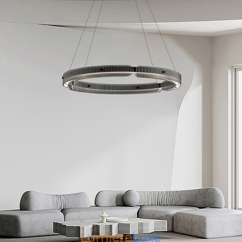 Suspension circulaire en verre 60 - 80 cm, intensité variable en continu, avec télécommande