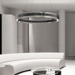Suspension circulaire en verre 60 - 80 cm, intensité variable en continu, avec télécommande