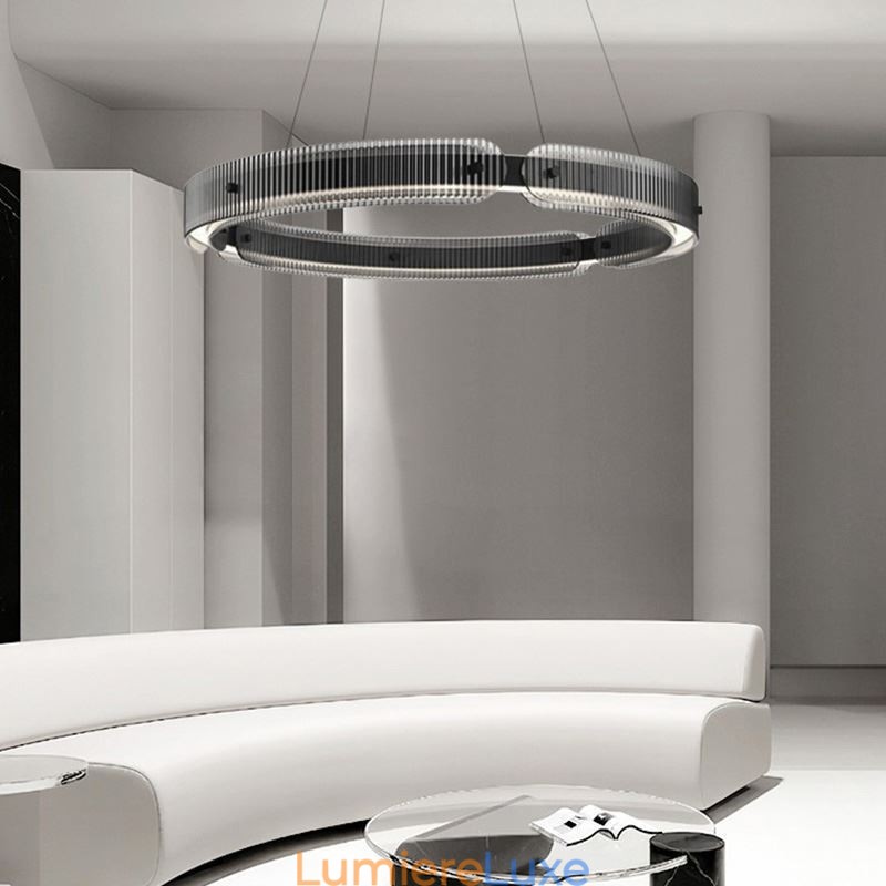 Suspension circulaire en verre 60 - 80 cm, intensité variable en continu, avec télécommande