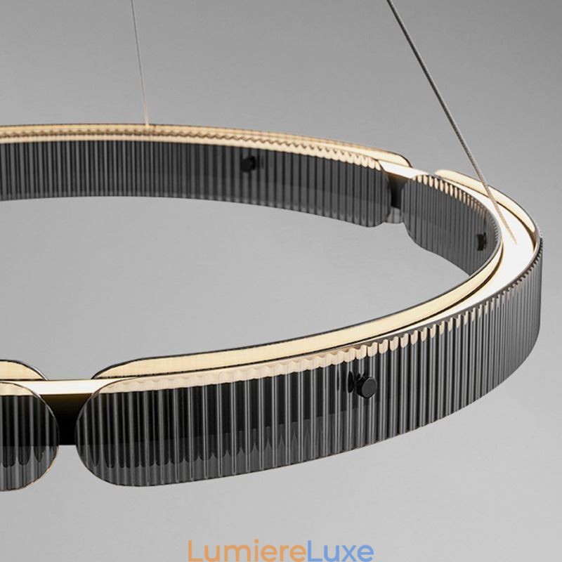 Suspension circulaire en verre 60 - 80 cm, intensité variable en continu, avec télécommande