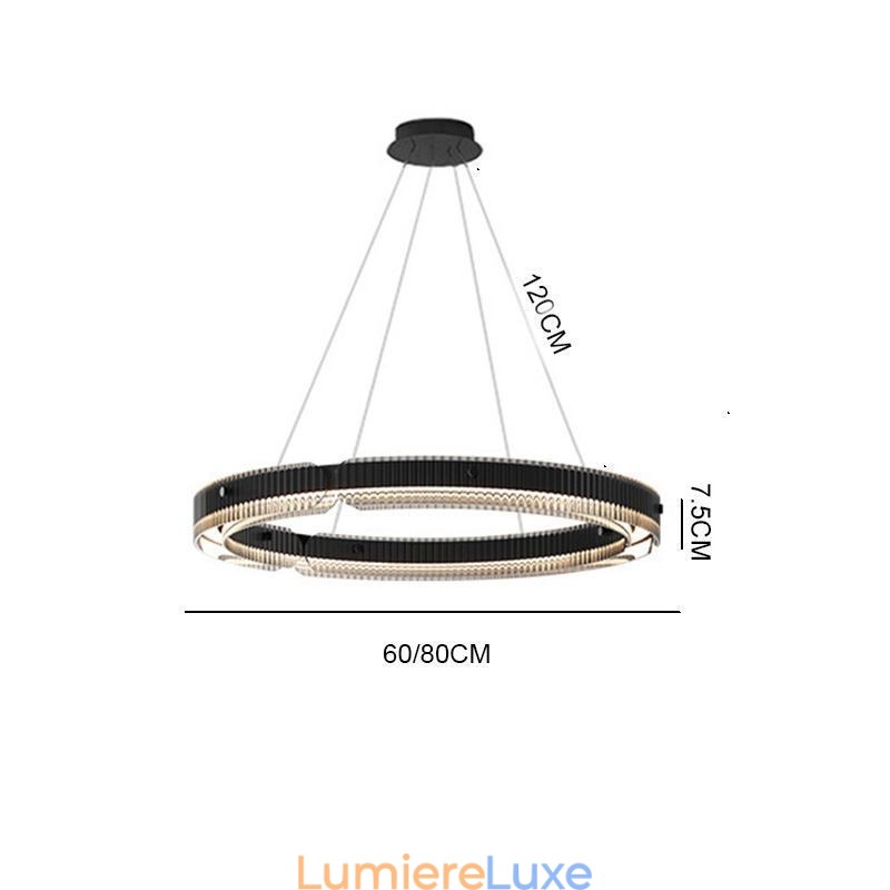 Suspension circulaire en verre 60 - 80 cm, intensité variable en continu, avec télécommande