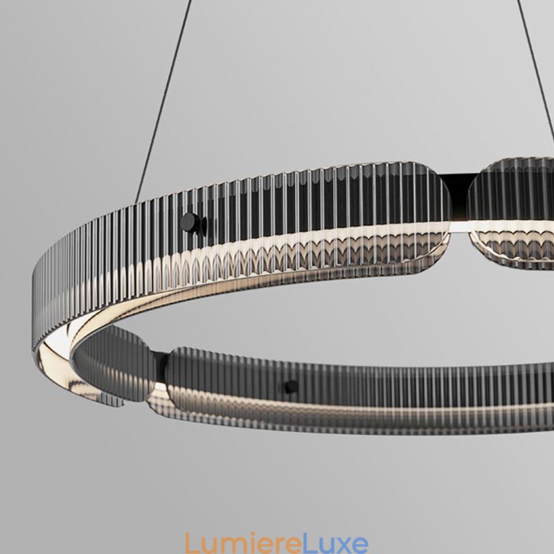 Suspension circulaire en verre 60 - 80 cm, intensité variable en continu, avec télécommande