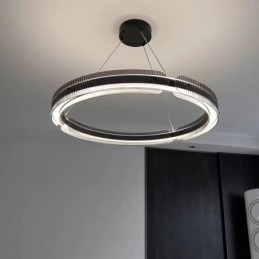 Suspension circulaire en verre 60 - 80 cm, intensité variable en continu, avec télécommande