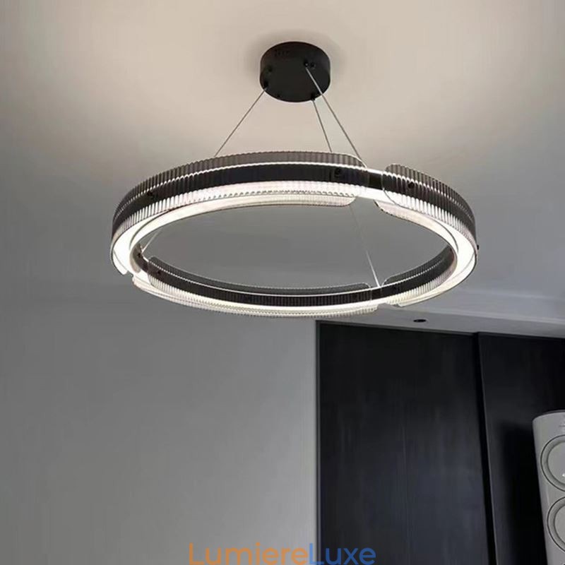 Suspension circulaire en verre 60 - 80 cm, intensité variable en continu, avec télécommande