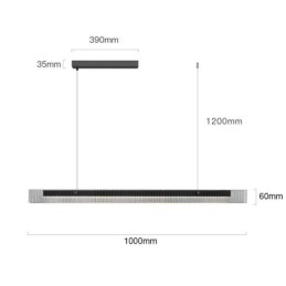 Suspension 100 cm en verre, intensité variable en continu, avec télécommande