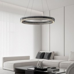 Suspension circulaire en verre 60 - 80 cm, intensité variable en continu, avec télécommande