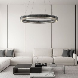 Suspension circulaire en verre 60 - 80 cm, intensité variable en continu, avec télécommande