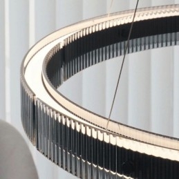 Suspension circulaire en verre 60 - 80 cm, intensité variable en continu, avec télécommande