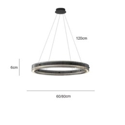 Suspension circulaire en verre 60 - 80 cm, intensité variable en continu, avec télécommande