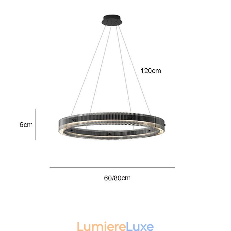 Suspension circulaire en verre 60 - 80 cm, intensité variable en continu, avec télécommande