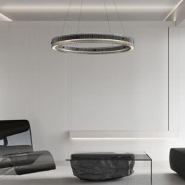 Suspension circulaire en verre 60 - 80 cm, intensité variable en continu, avec télécommande