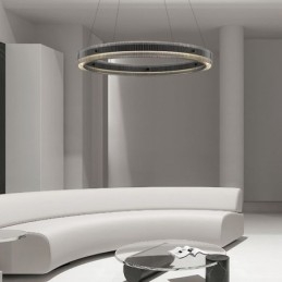 Suspension circulaire en verre 60 - 80 cm, intensité variable en continu, avec télécommande