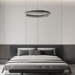 Suspension circulaire en verre 60 - 80 cm, intensité variable en continu, avec télécommande