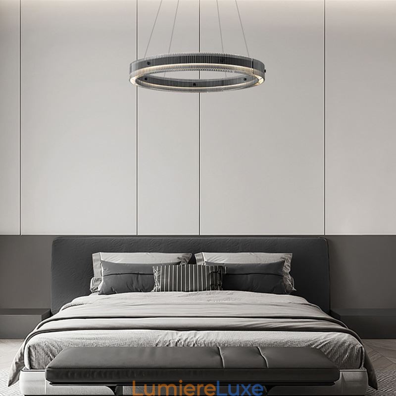 Suspension circulaire en verre 60 - 80 cm, intensité variable en continu, avec télécommande