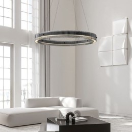 Suspension circulaire en verre 60 - 80 cm, intensité variable en continu, avec télécommande