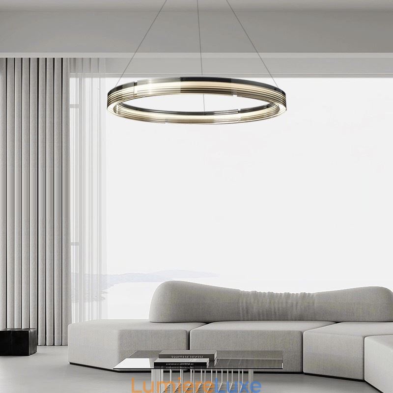 Suspension circulaire en verre trichromatique à intensité variable (60 x 80 cm)