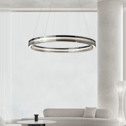 Suspension circulaire en verre trichromatique à intensité variable (60 x 80 cm)