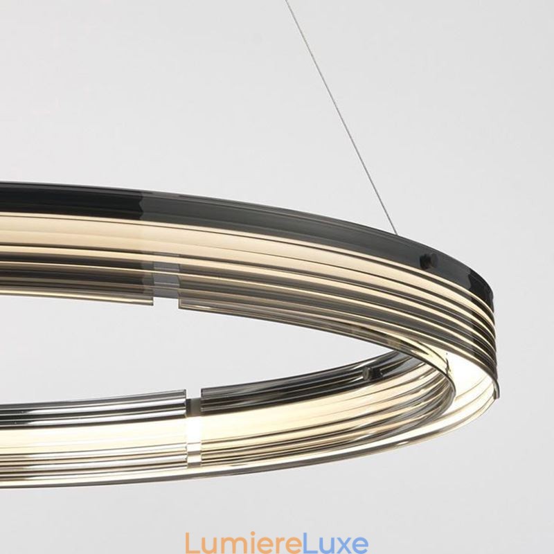 Suspension circulaire en verre trichromatique à intensité variable (60 x 80 cm)