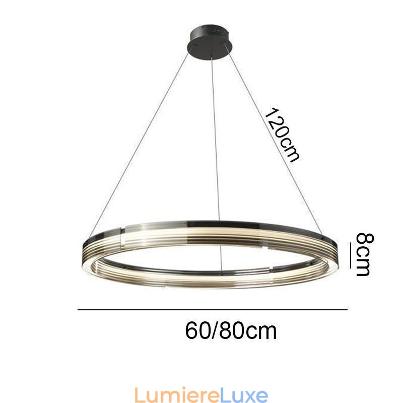 Suspension circulaire en verre trichromatique à intensité variable (60 x 80 cm)