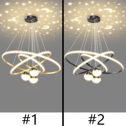 Suspension simple en fer forgé et silicone à trois anneaux