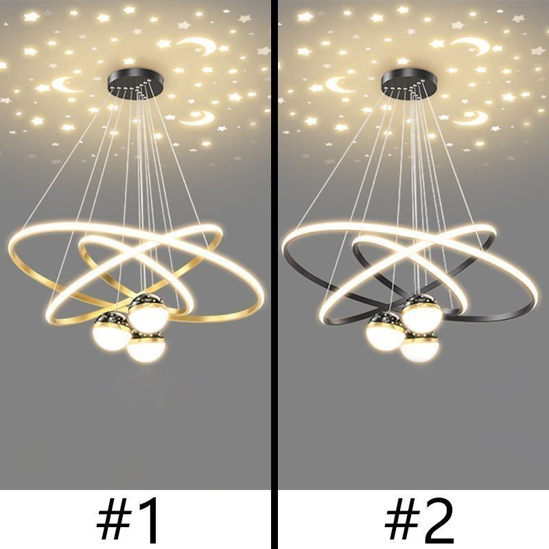 Suspension simple en fer forgé et silicone à trois anneaux