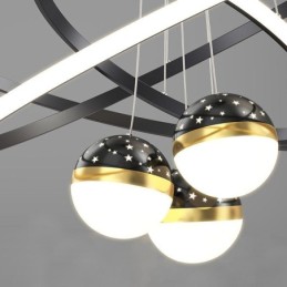 Suspension simple en fer forgé et silicone à trois anneaux