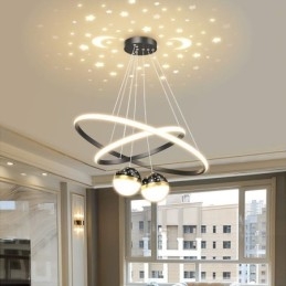 Suspension moderne en fer forgé et silicone avec anneau double